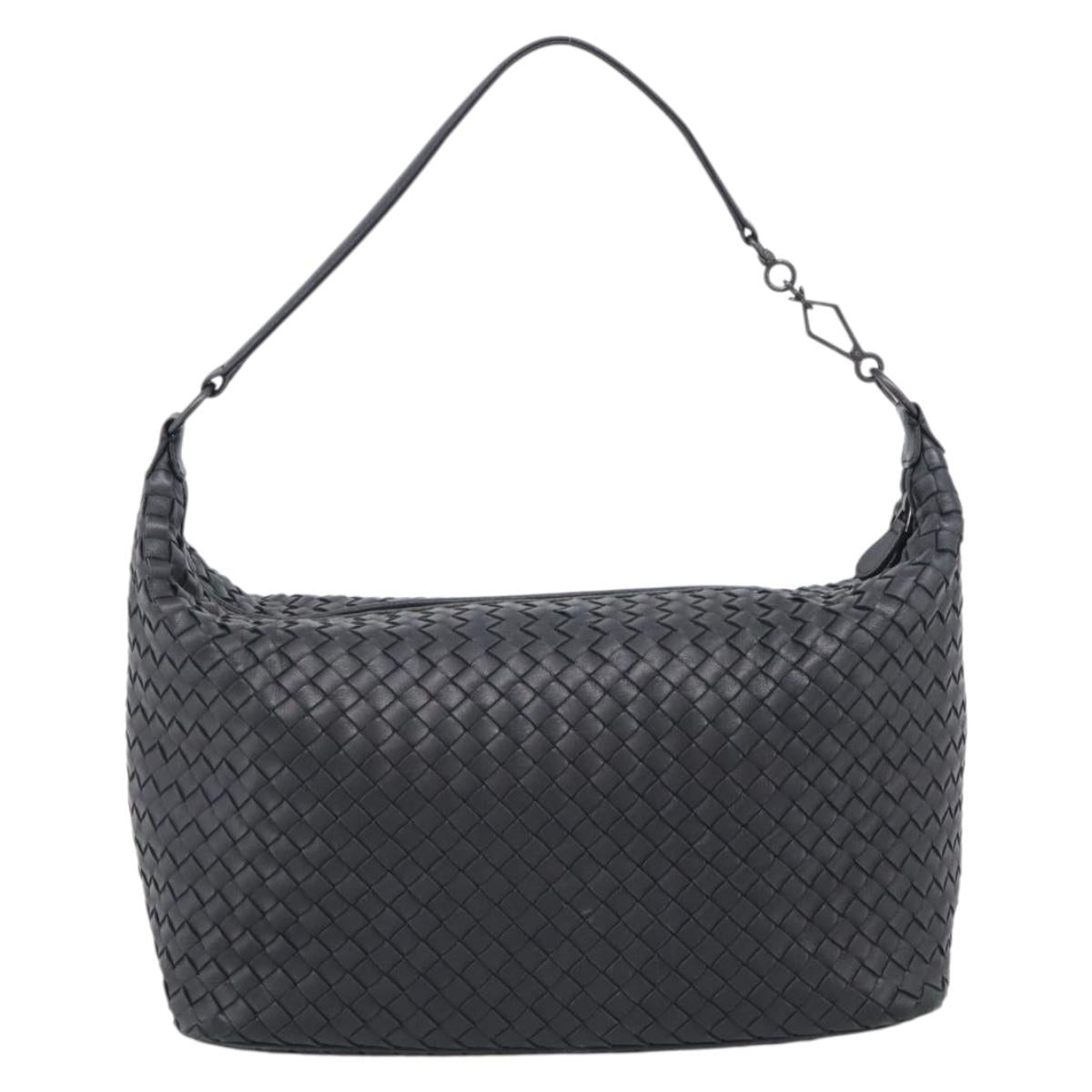 Bottega Veneta INTRECCIATO Shoulder Bag Leather Black Auth 211692A