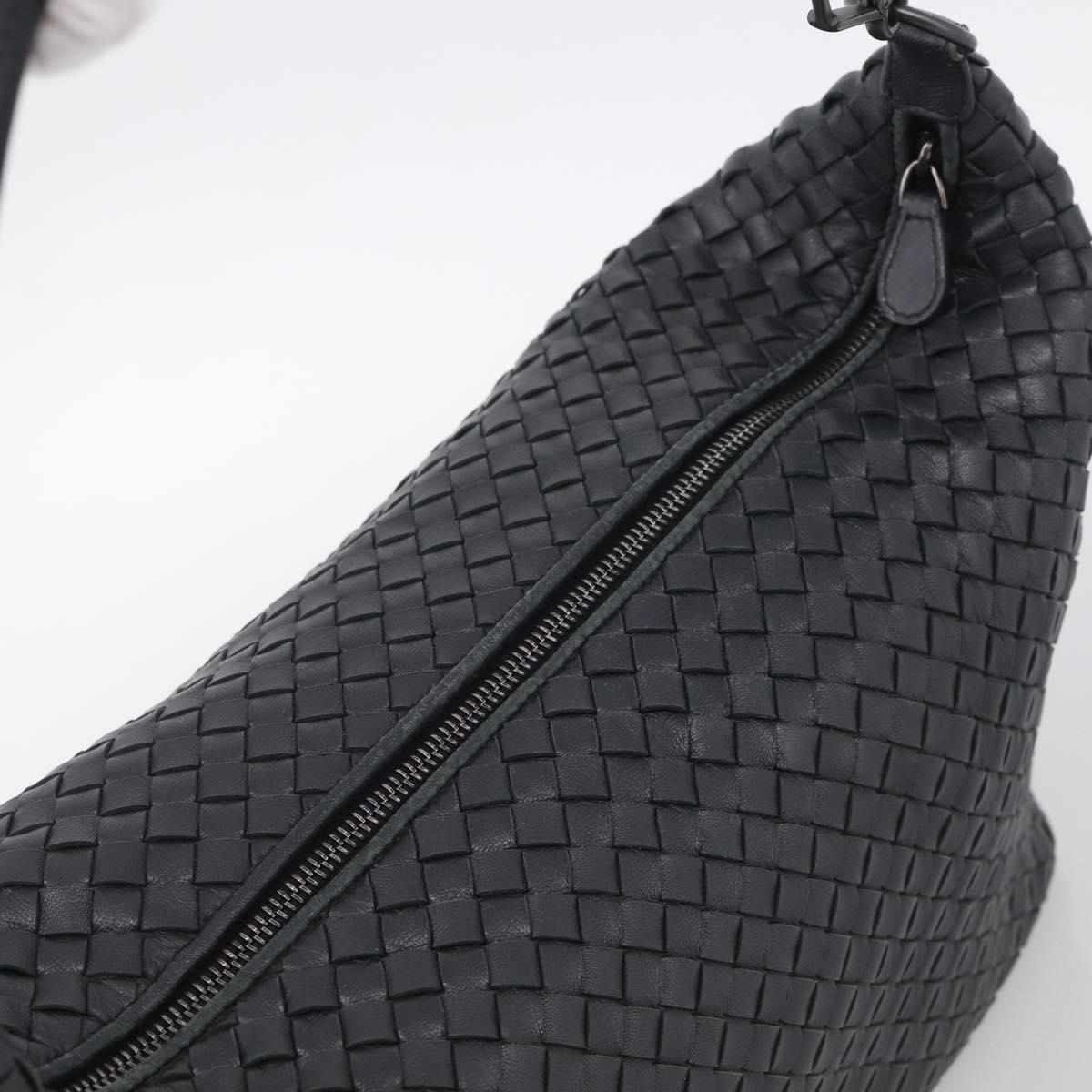Bottega Veneta INTRECCIATO Shoulder Bag Leather Black Auth 211692A