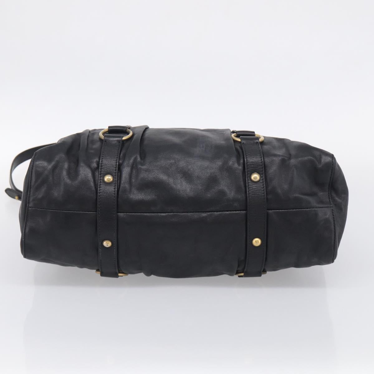 Miu Miu Hand Bag Vitellolux 2way Black Gold Auth 211712V