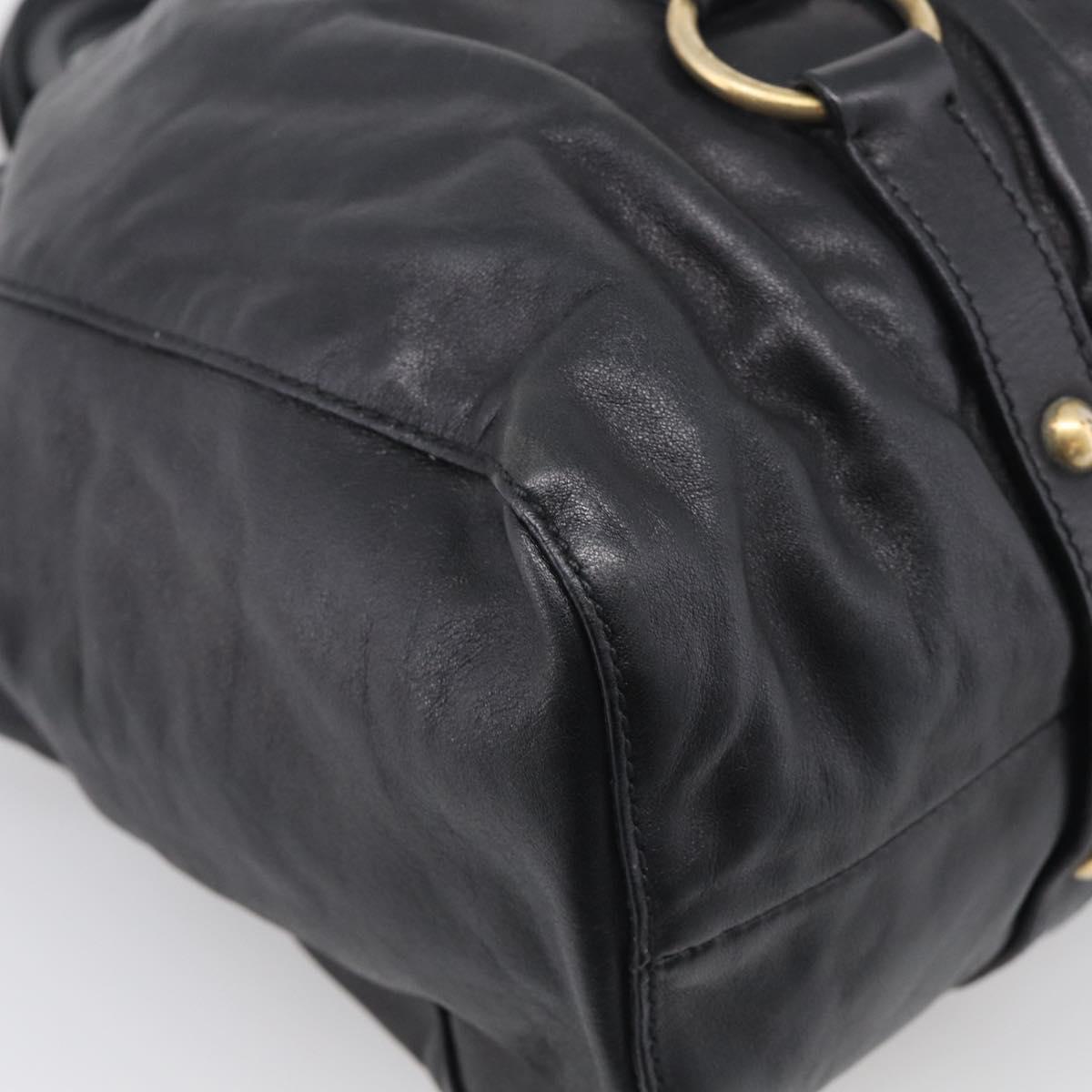 Miu Miu Hand Bag Vitellolux 2way Black Gold Auth 211712V