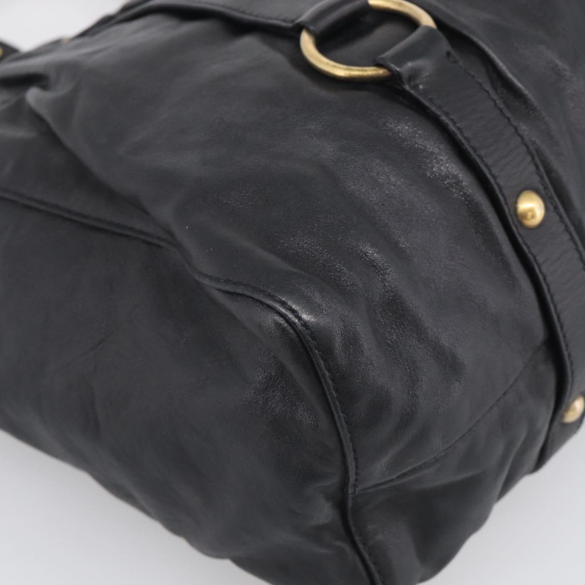 Miu Miu Hand Bag Vitellolux 2way Black Gold Auth 211712V