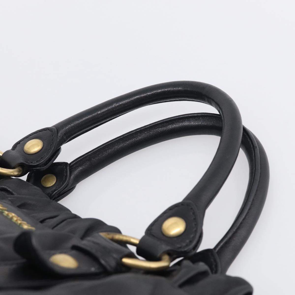 Miu Miu Hand Bag Vitellolux 2way Black Gold Auth 211712V