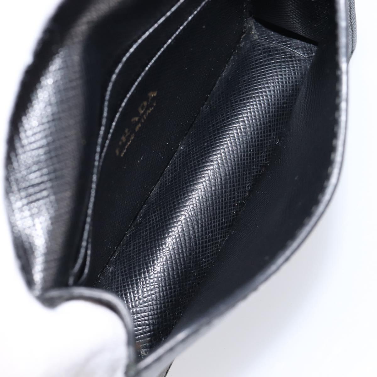 PRADA Chain Pouch Saffiano leather Black Gold Auth 211715V