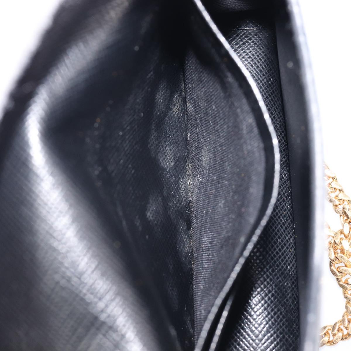PRADA Chain Pouch Saffiano leather Black Gold Auth 211715V