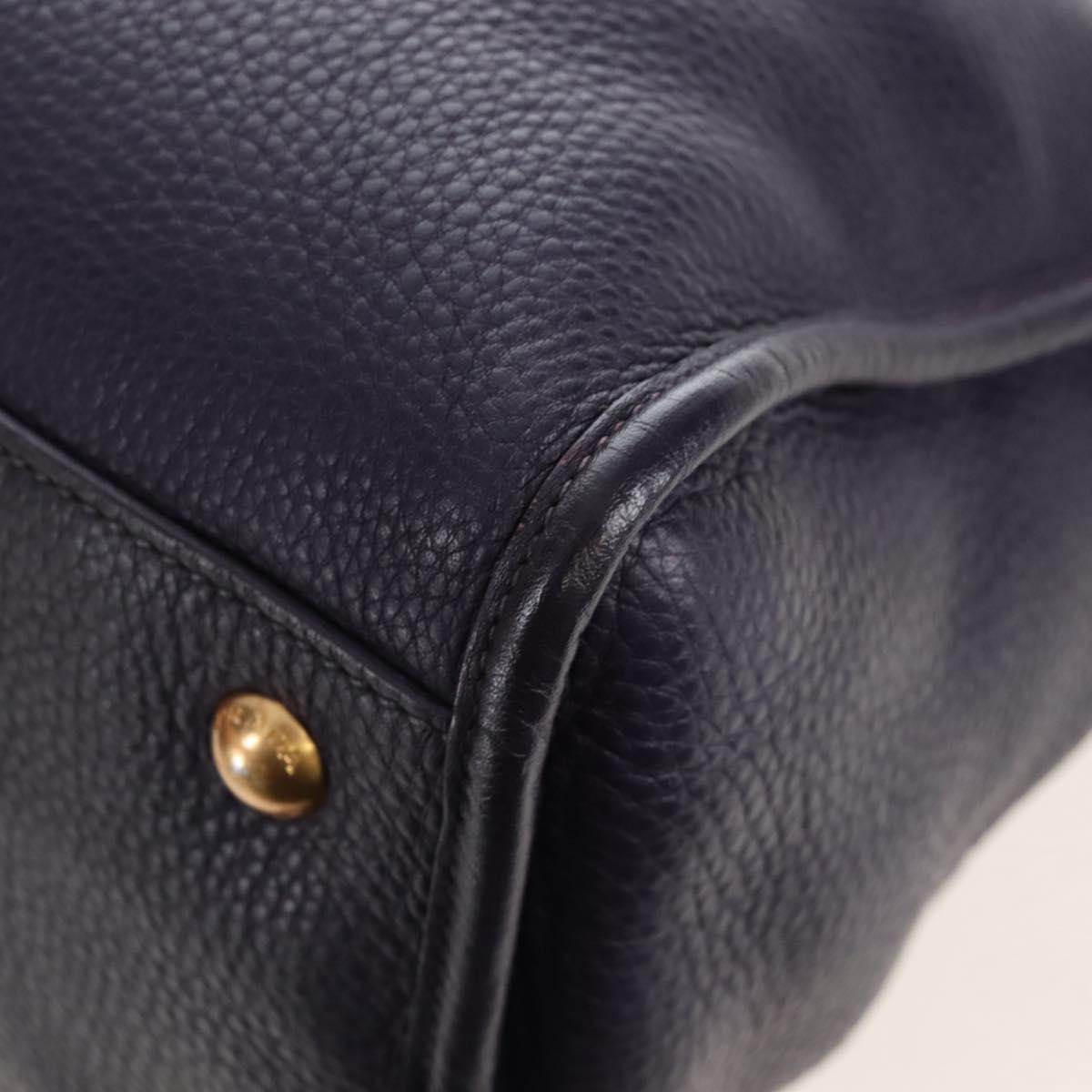 PRADA Hand Bag Vittero Dino Leather 2way Purple Gold Auth 211716V