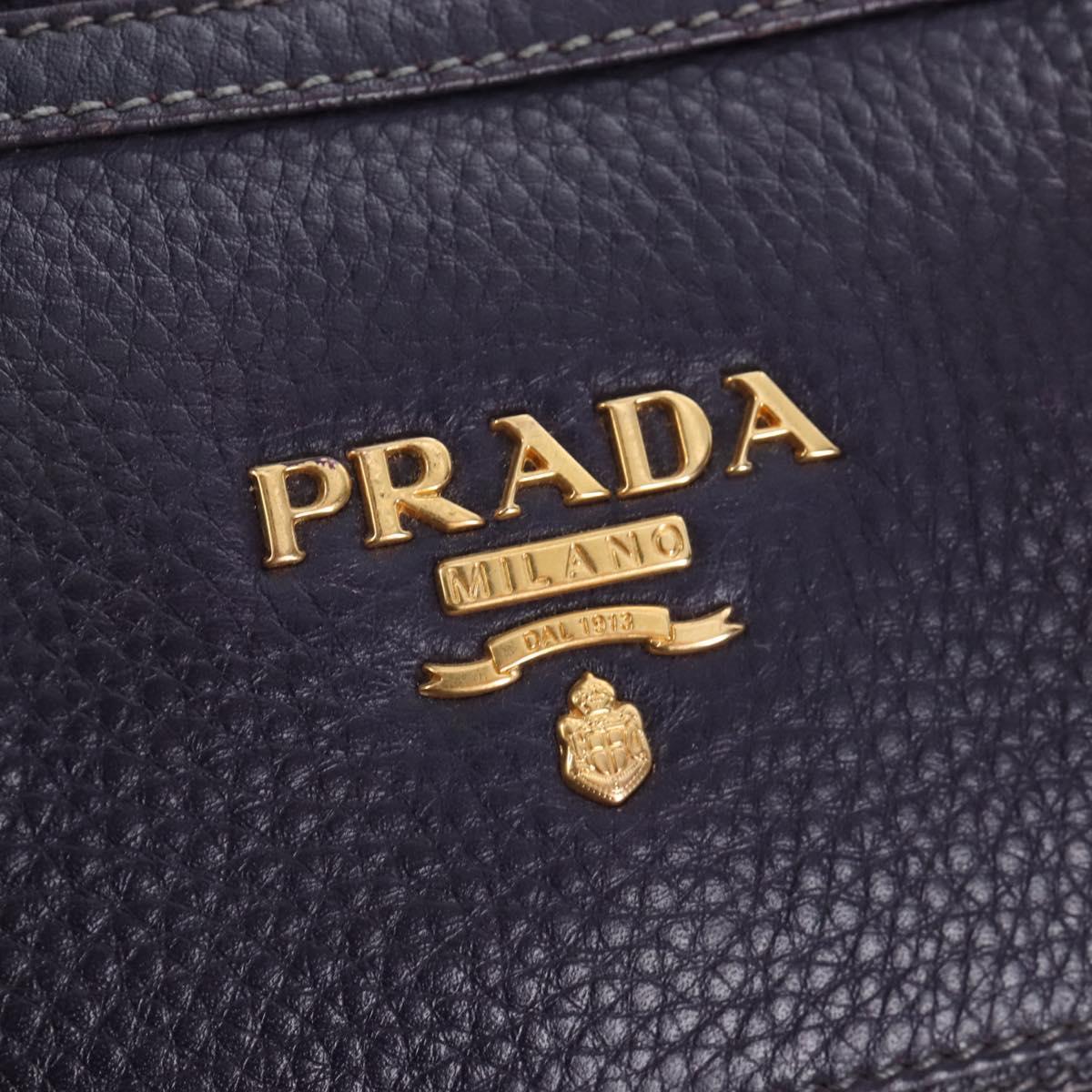 PRADA Hand Bag Vittero Dino Leather 2way Purple Gold Auth 211716V