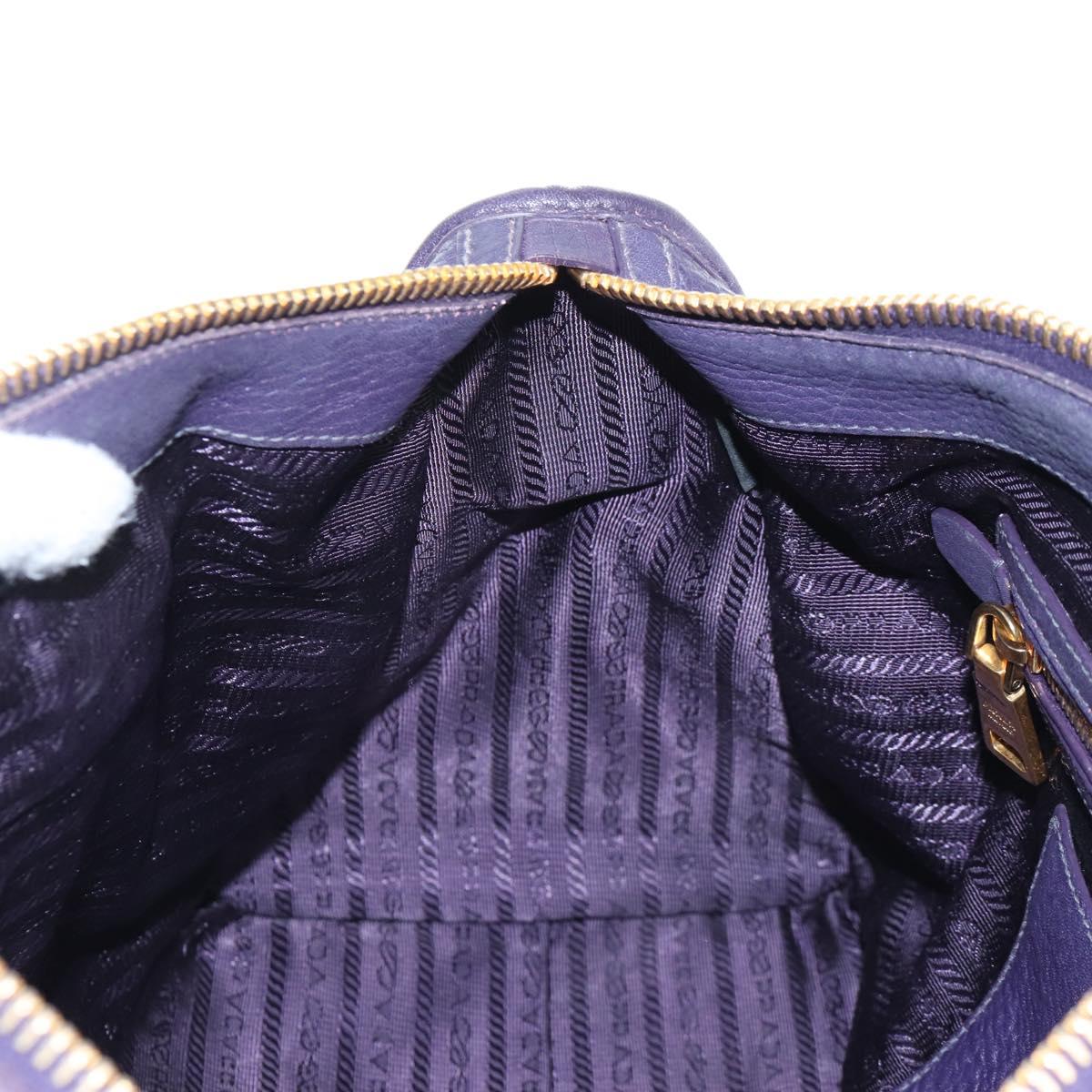 PRADA Hand Bag Vittero Dino Leather 2way Purple Gold Auth 211716V