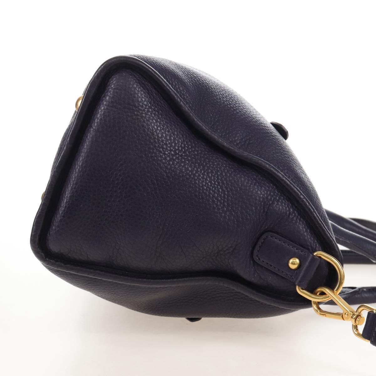 PRADA Hand Bag Vittero Dino Leather 2way Purple Gold Auth 211716V