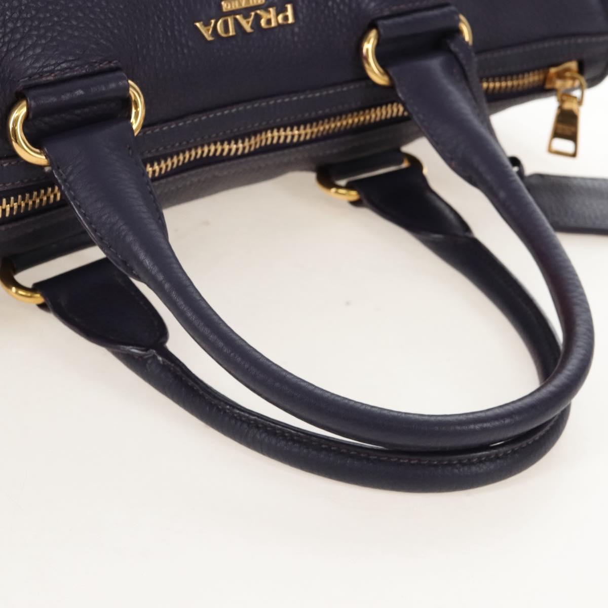 PRADA Hand Bag Vittero Dino Leather 2way Purple Gold Auth 211716V