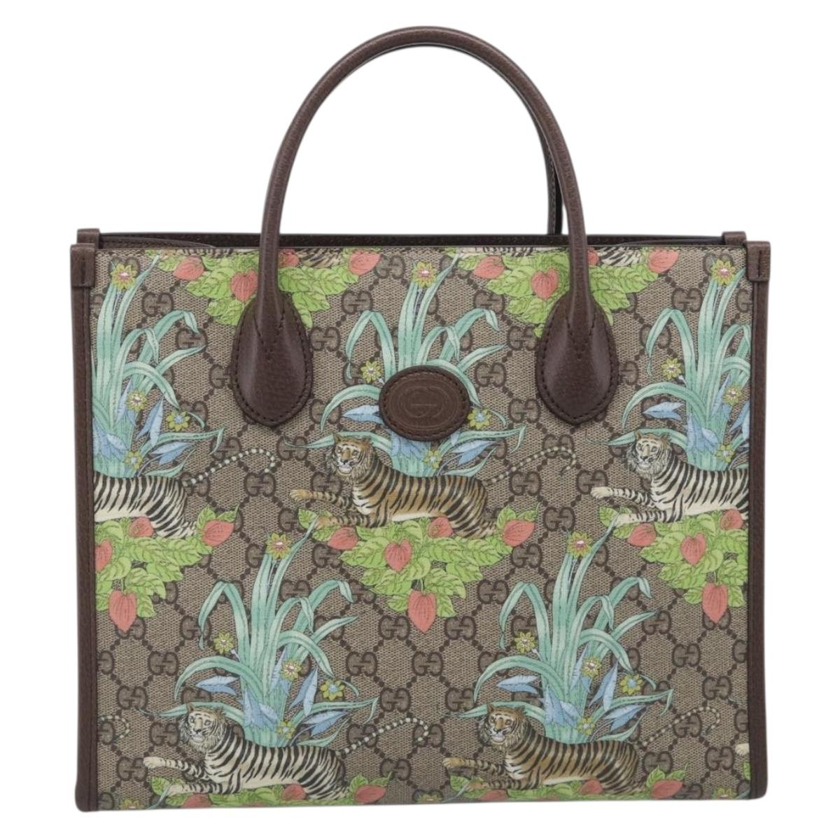 GUCCI GG Supreme Tote Bag PVC 2way Beige Gold 659983 Auth 211718SAM