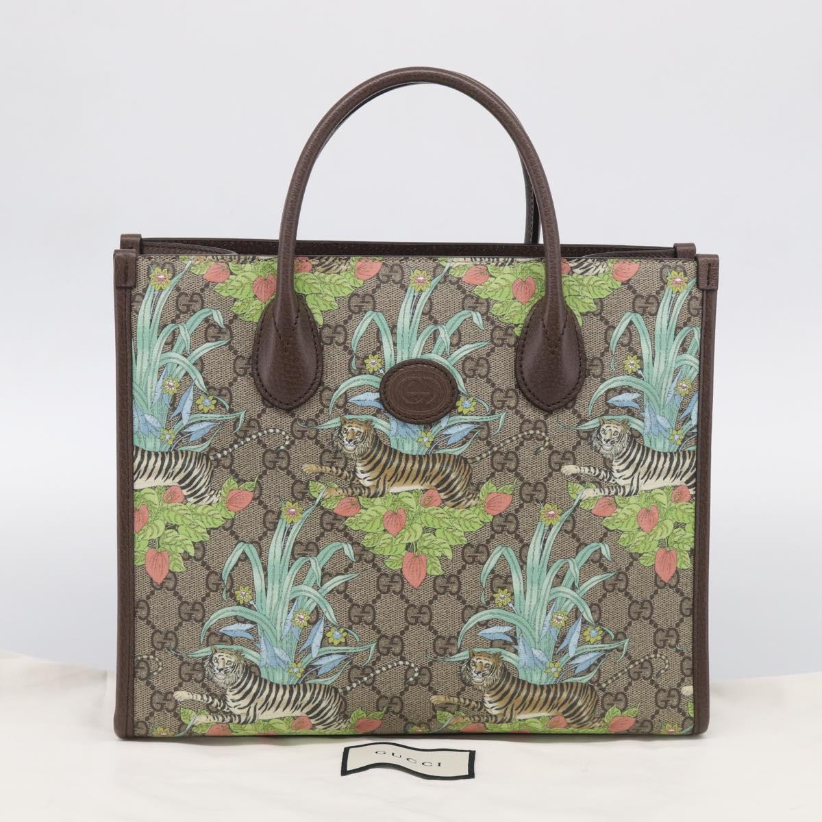 GUCCI GG Supreme Tote Bag PVC 2way Beige Gold 659983 Auth 211718SAM