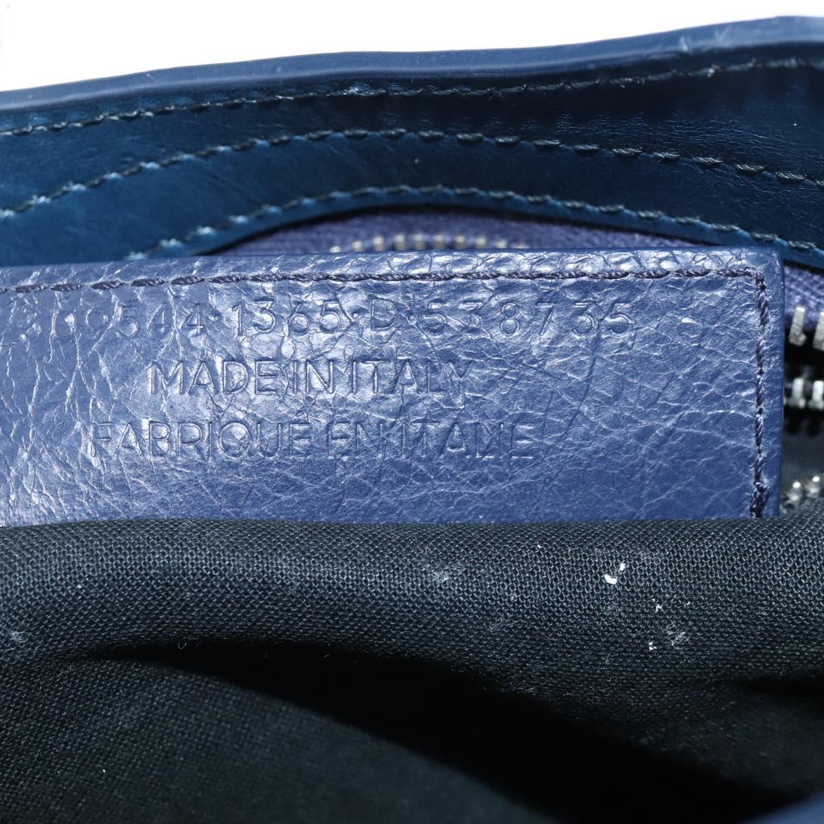 Balenciaga Giant Mini City Bag Leather 2way Navy Silver 309544 Auth 211729SAM