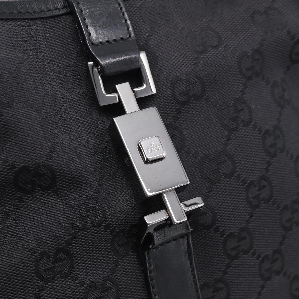 GUCCI GG Canvas Jackie Shoulder Bag Black Silver 001 3306 Auth 211730V