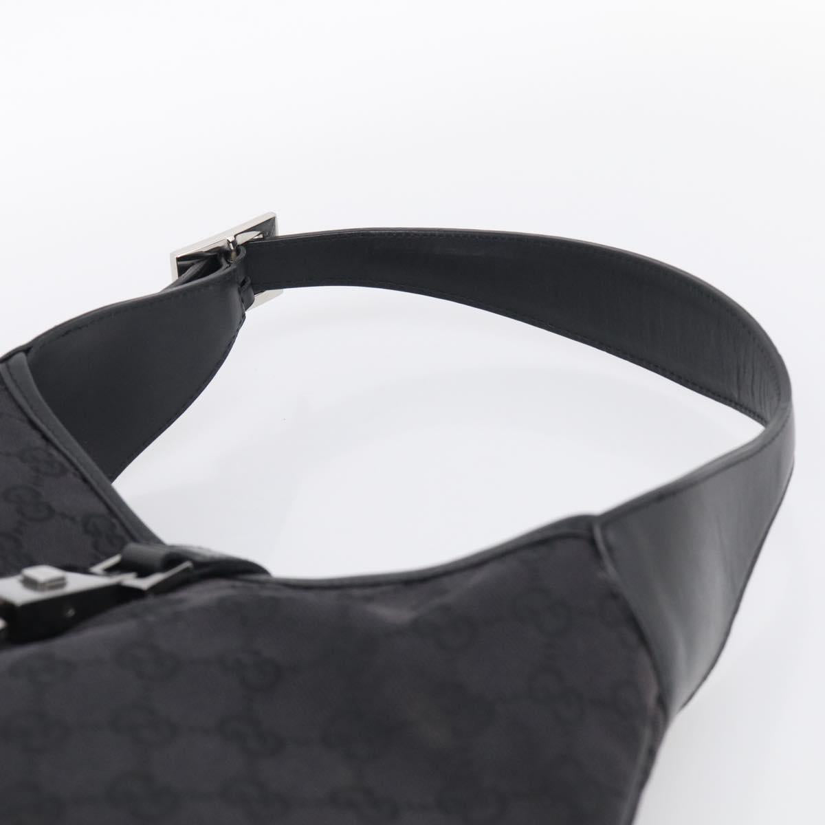 GUCCI GG Canvas Jackie Shoulder Bag Black Silver 001 3306 Auth 211730V