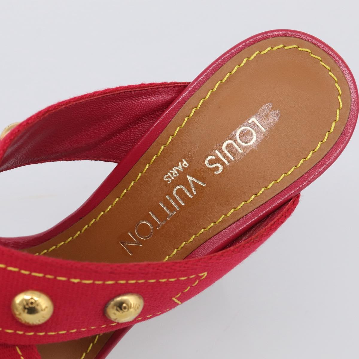 LOUIS VUITTON Sandals Canvas 35 1/2 Red LV Auth 211741V