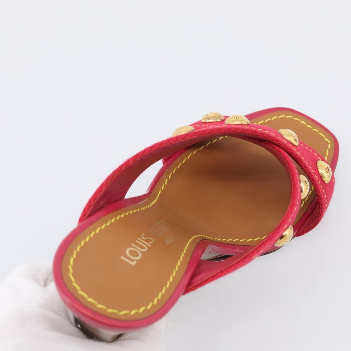 LOUIS VUITTON Sandals Canvas 35 1/2 Red LV Auth 211741V
