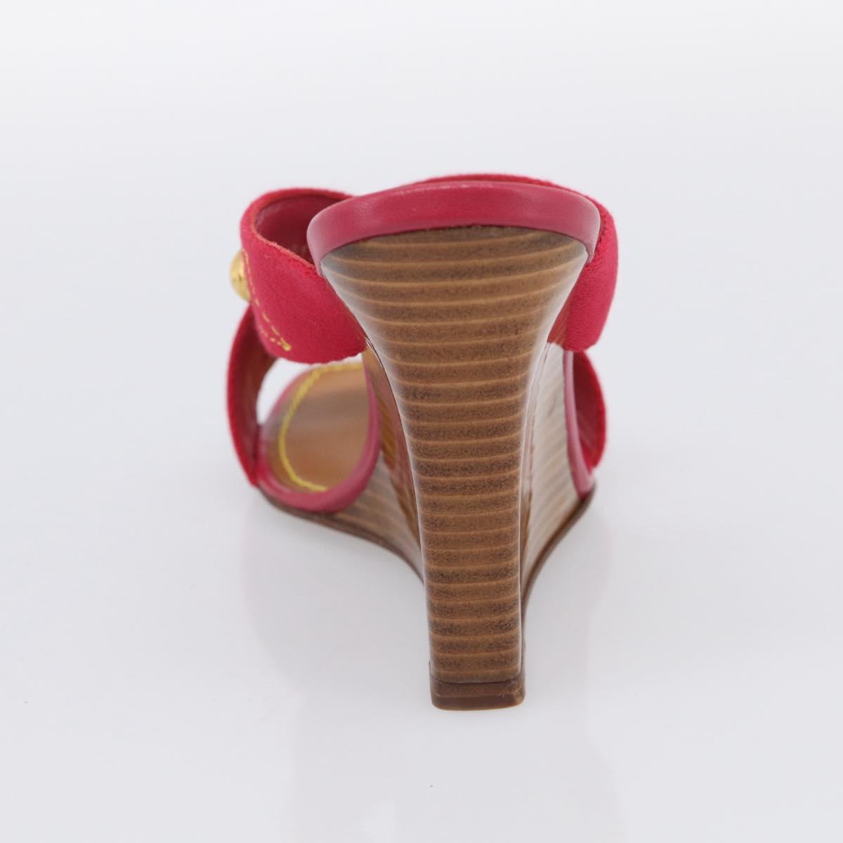 LOUIS VUITTON Sandals Canvas 35 1/2 Red LV Auth 211741V