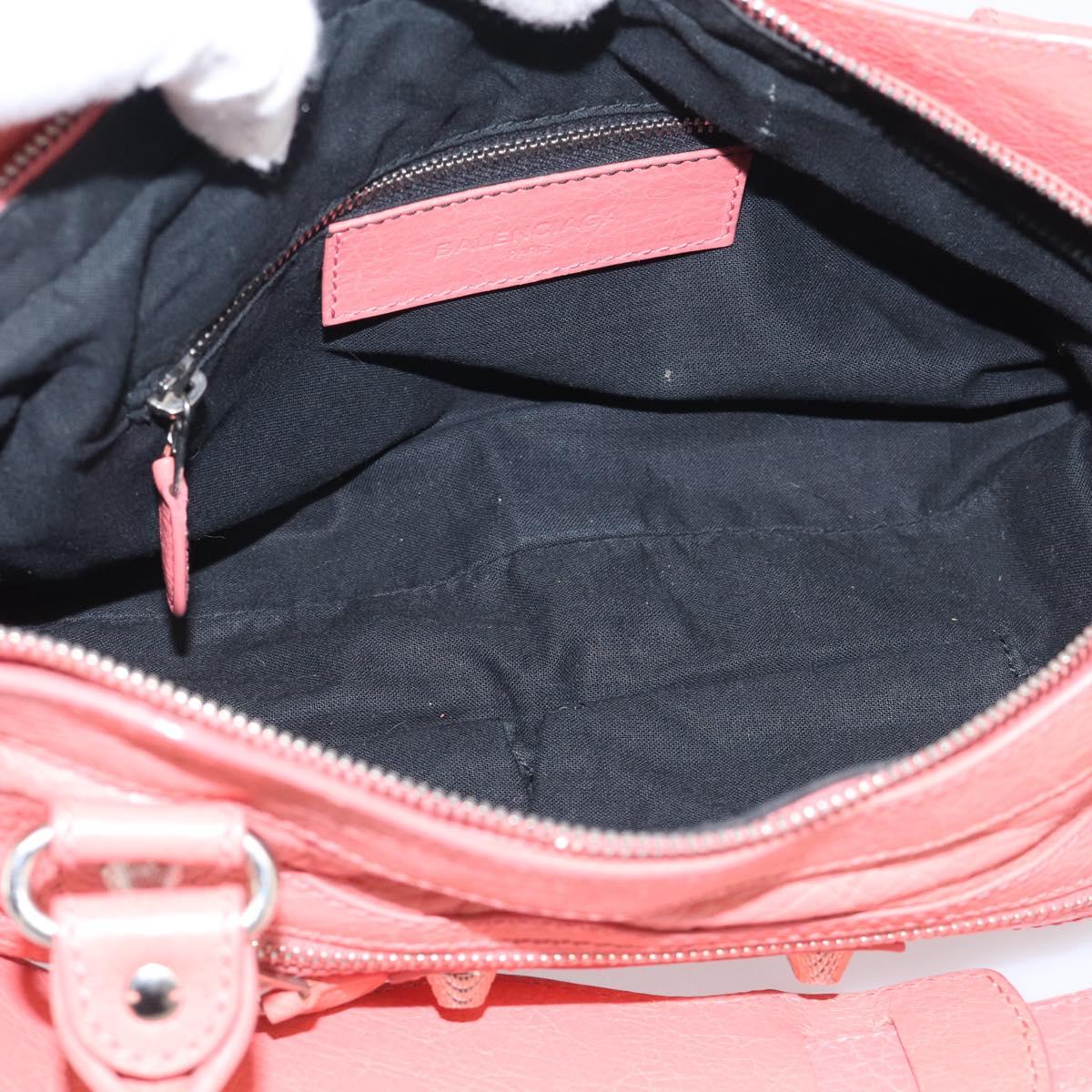 Balenciaga Giant The First Hand Bag Leather 2way Pink Silver 285433 Auth 211745V