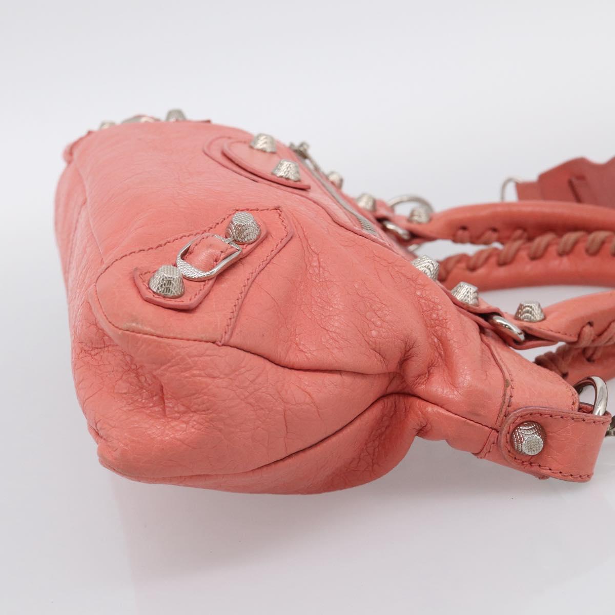 Balenciaga Giant The First Hand Bag Leather 2way Pink Silver 285433 Auth 211745V