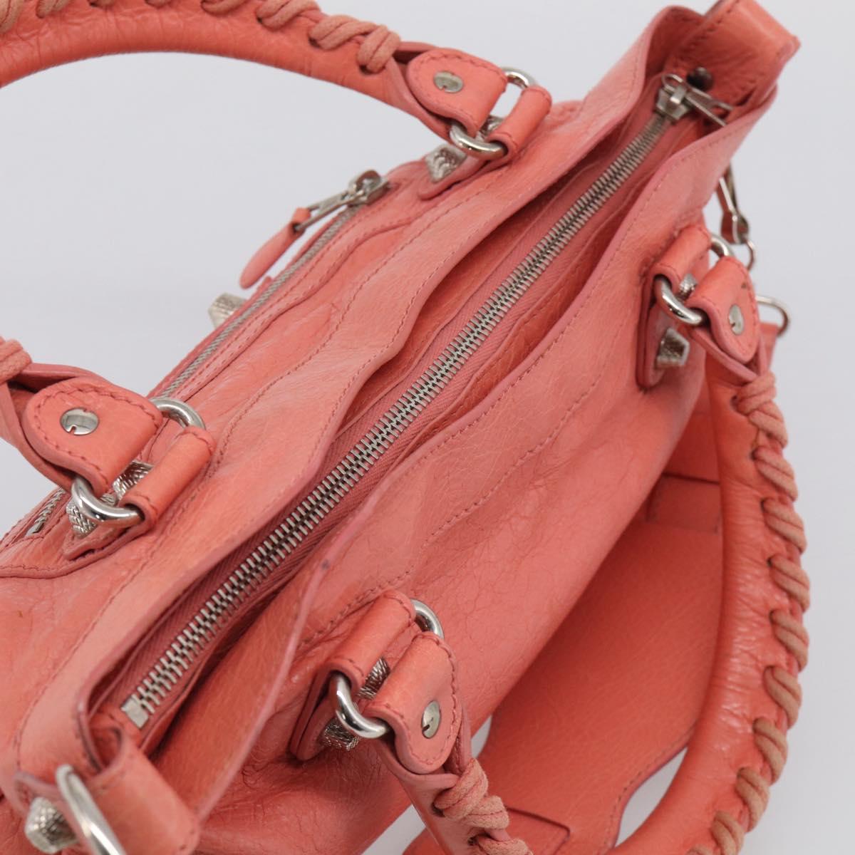 Balenciaga Giant The First Hand Bag Leather 2way Pink Silver 285433 Auth 211745V