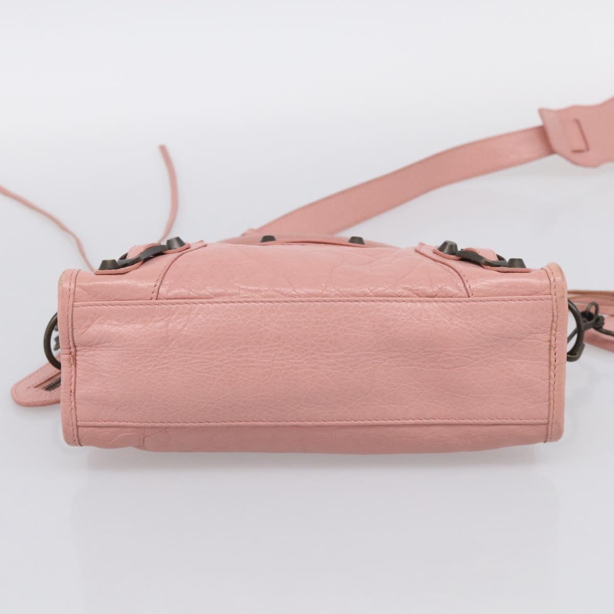 Balenciaga Classic Mini City Bag Leather 2way Pink Silver 300295 Auth 211746V