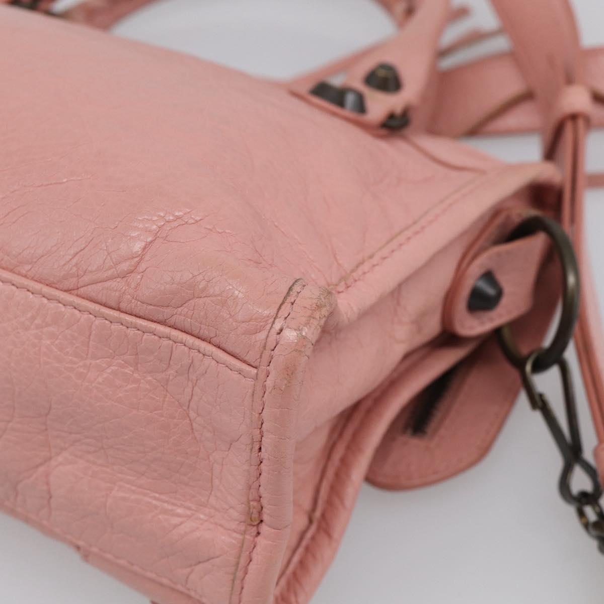 Balenciaga Classic Mini City Bag Leather 2way Pink Silver 300295 Auth 211746V