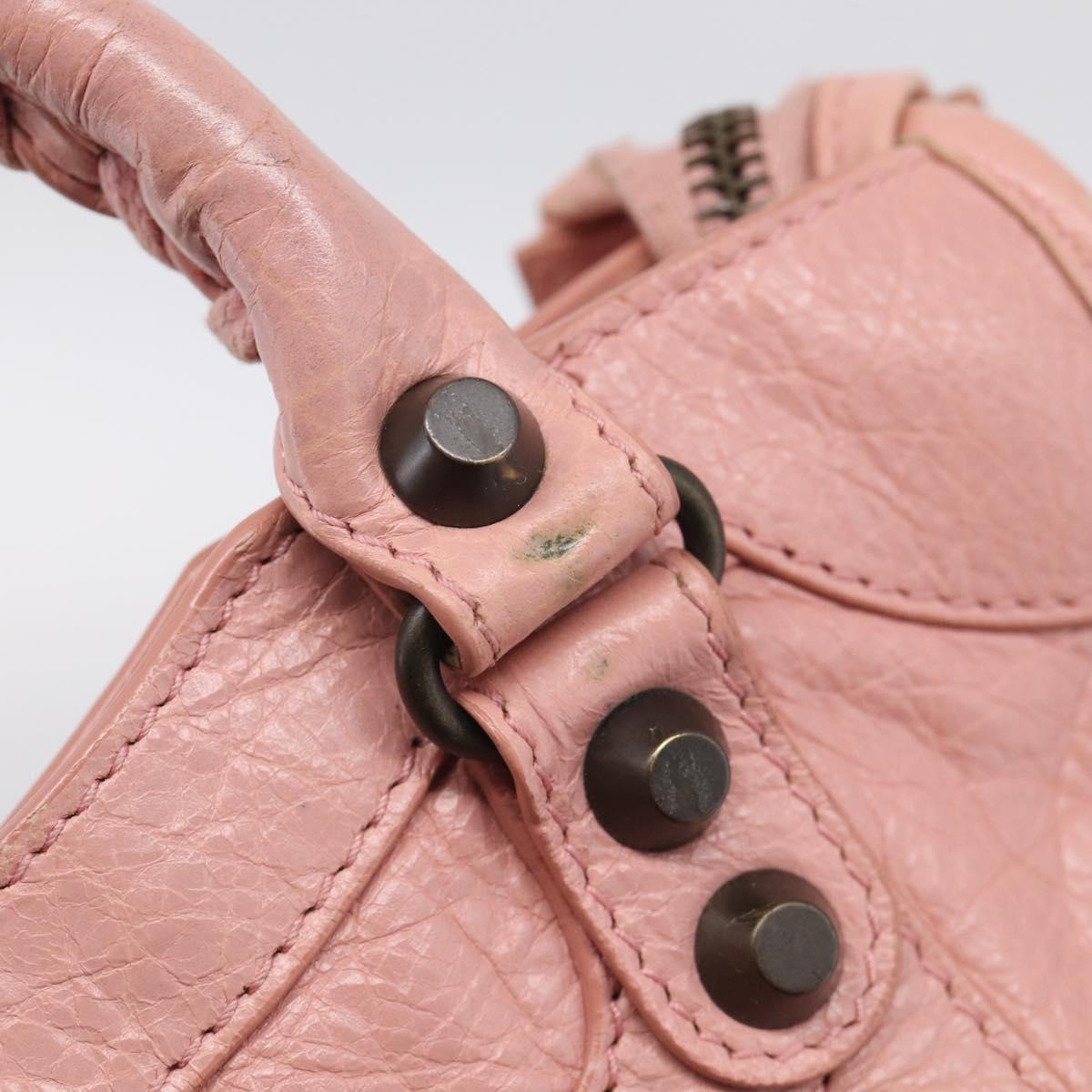 Balenciaga Classic Mini City Bag Leather 2way Pink Silver 300295 Auth 211746V