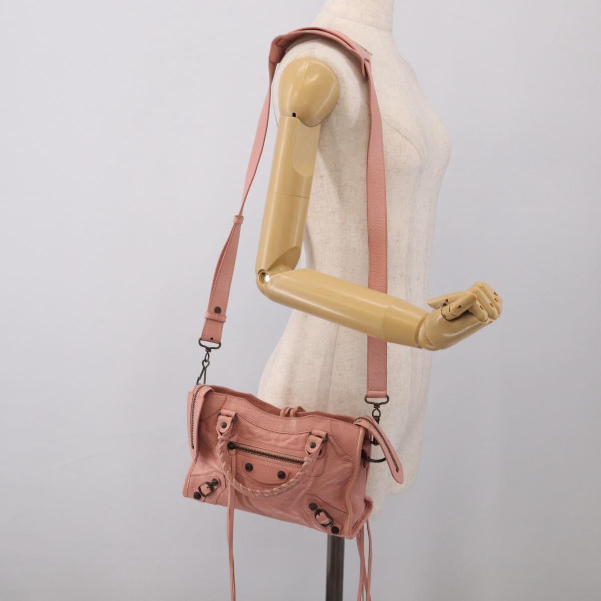 Balenciaga Classic Mini City Bag Leather 2way Pink Silver 300295 Auth 211746V