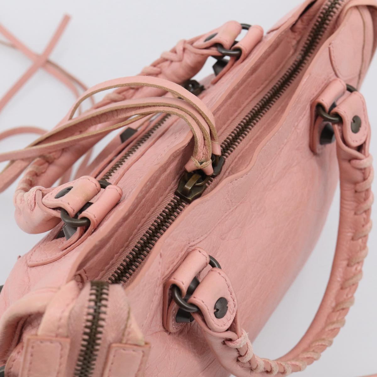 Balenciaga Classic Mini City Bag Leather 2way Pink Silver 300295 Auth 211746V
