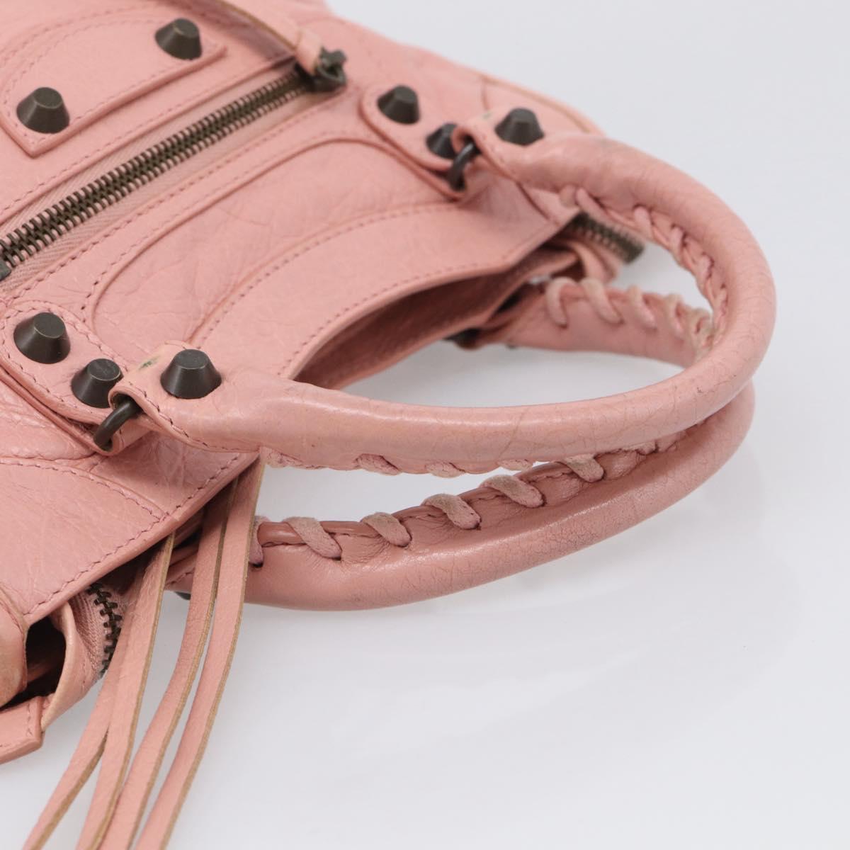 Balenciaga Classic Mini City Bag Leather 2way Pink Silver 300295 Auth 211746V