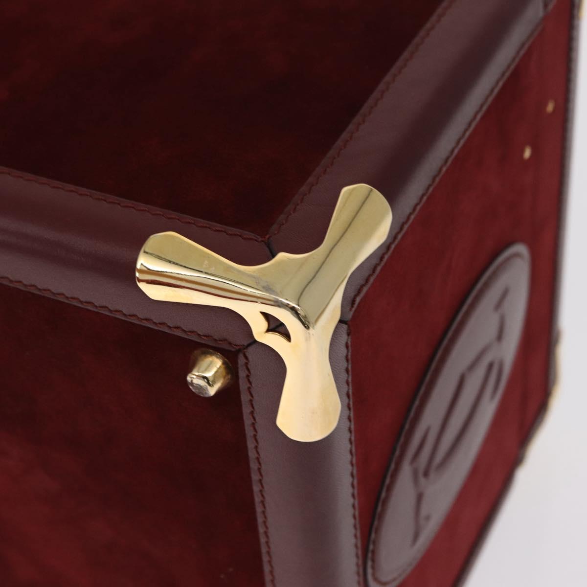 Cartier Must Line Vanity Hand Bag Suede Bordeaux Gold Auth 211751V