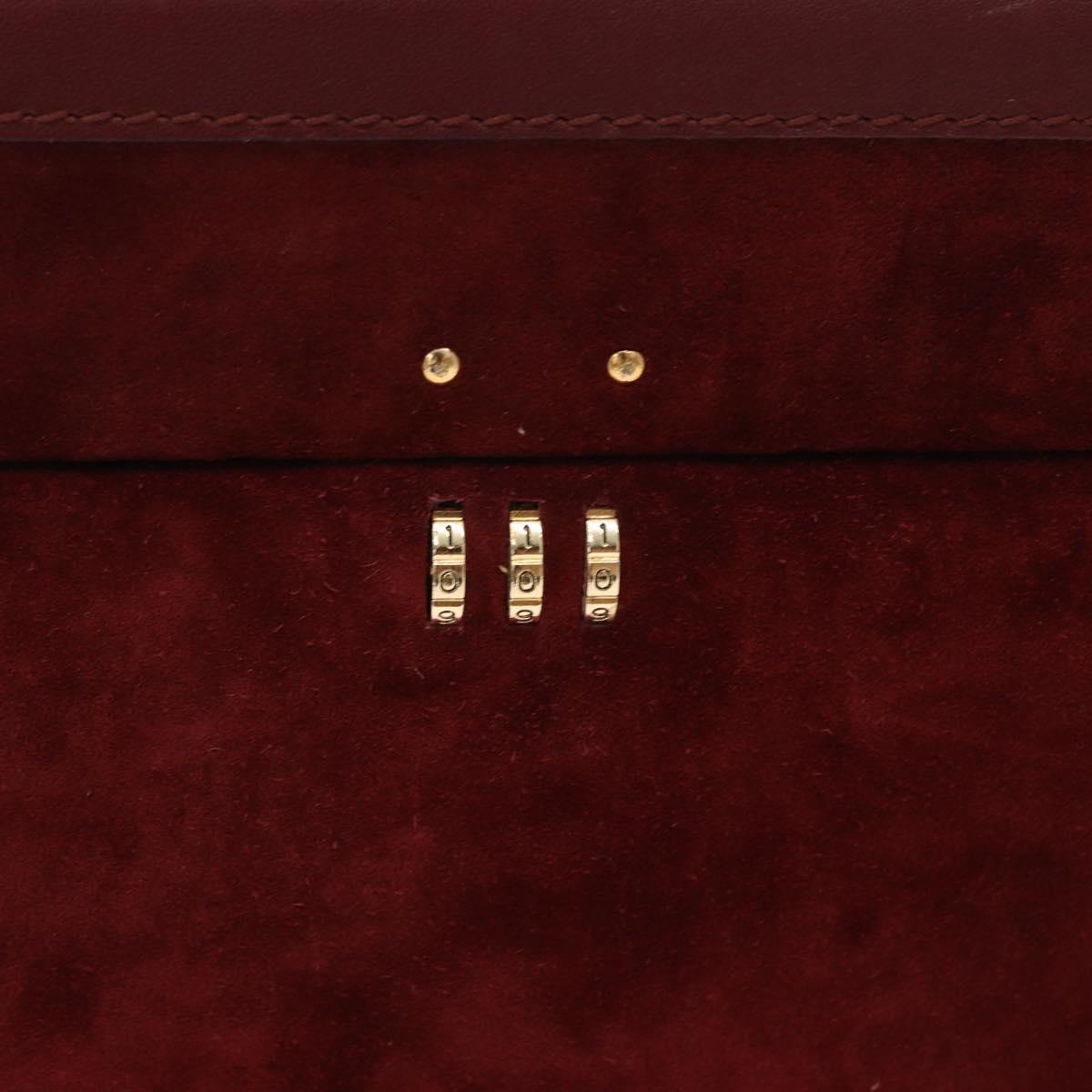 Cartier Must Line Vanity Hand Bag Suede Bordeaux Gold Auth 211751V