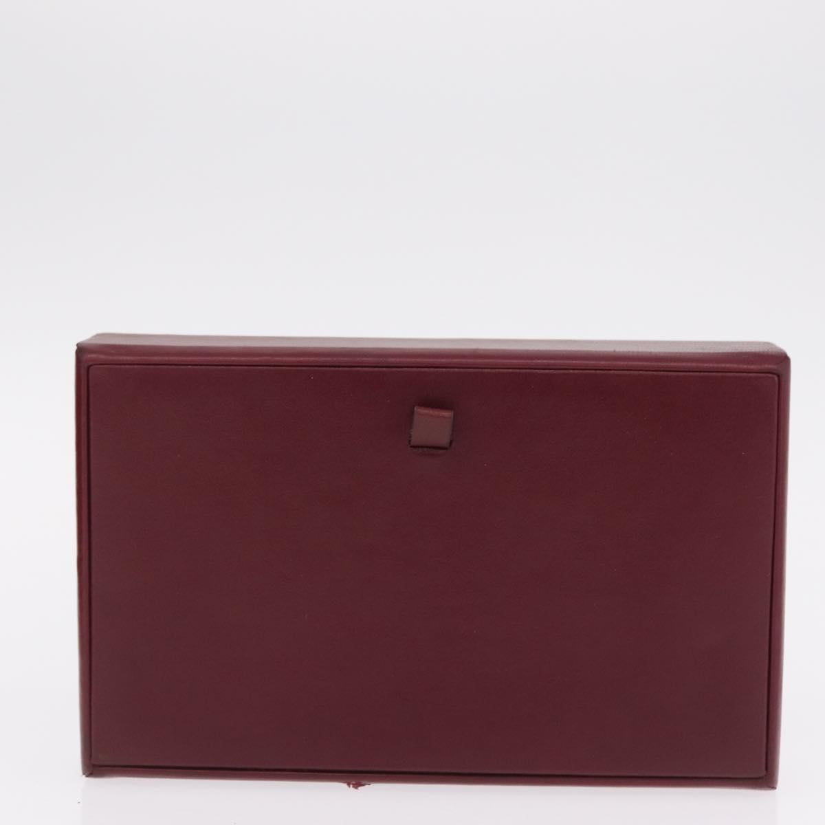 Cartier Must Line Vanity Hand Bag Suede Bordeaux Gold Auth 211751V