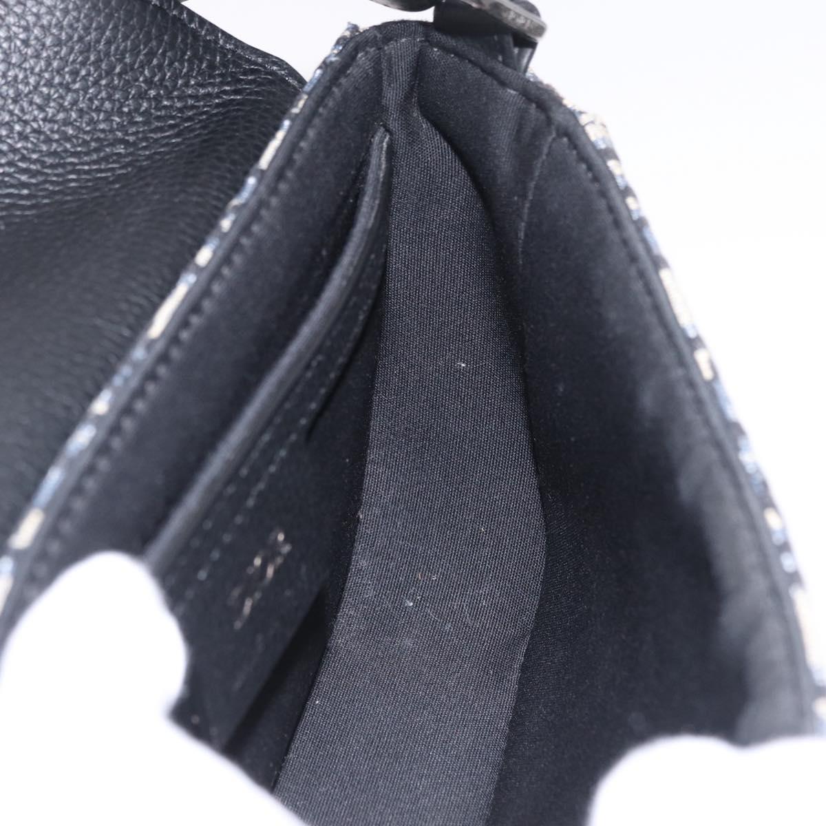 Christian Dior Trotter Canvas Saddle Shoulder Bag Navy Silver Auth 211754V