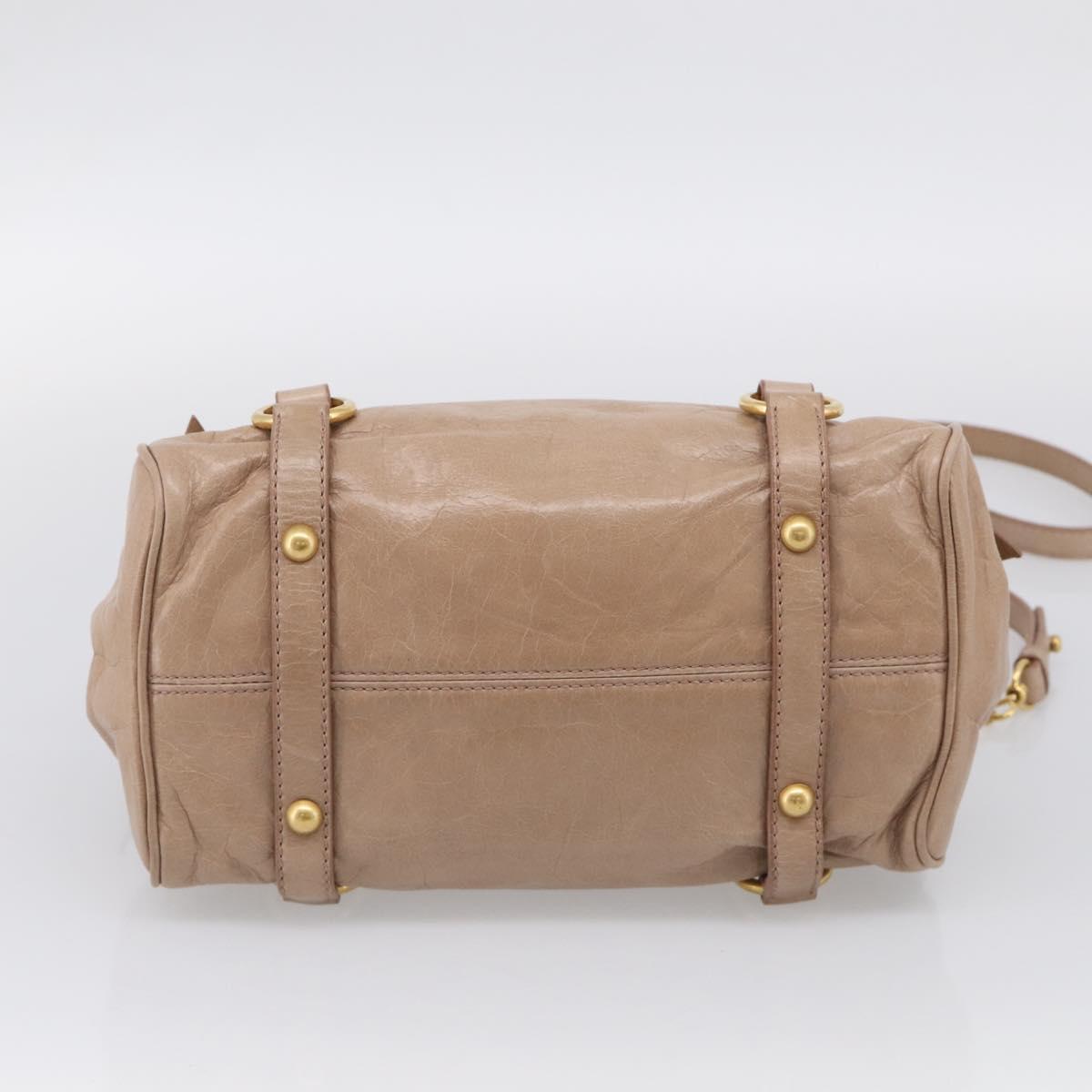 Miu Miu Hand Bag Vitellolux 2way Brown Gold Auth 211764V