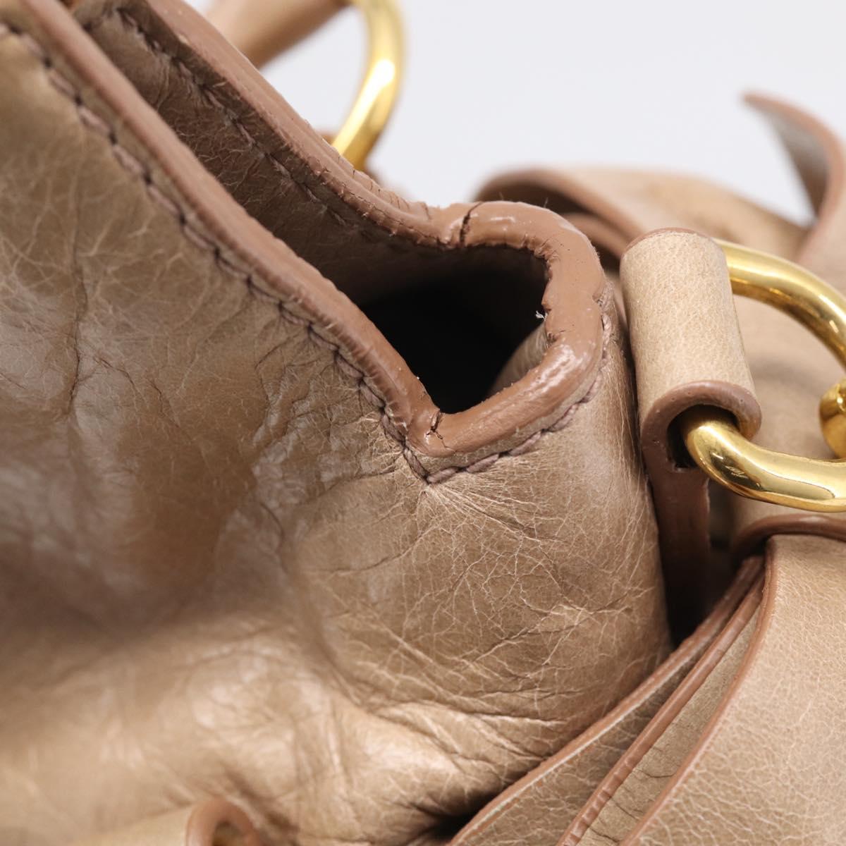 Miu Miu Hand Bag Vitellolux 2way Brown Gold Auth 211764V