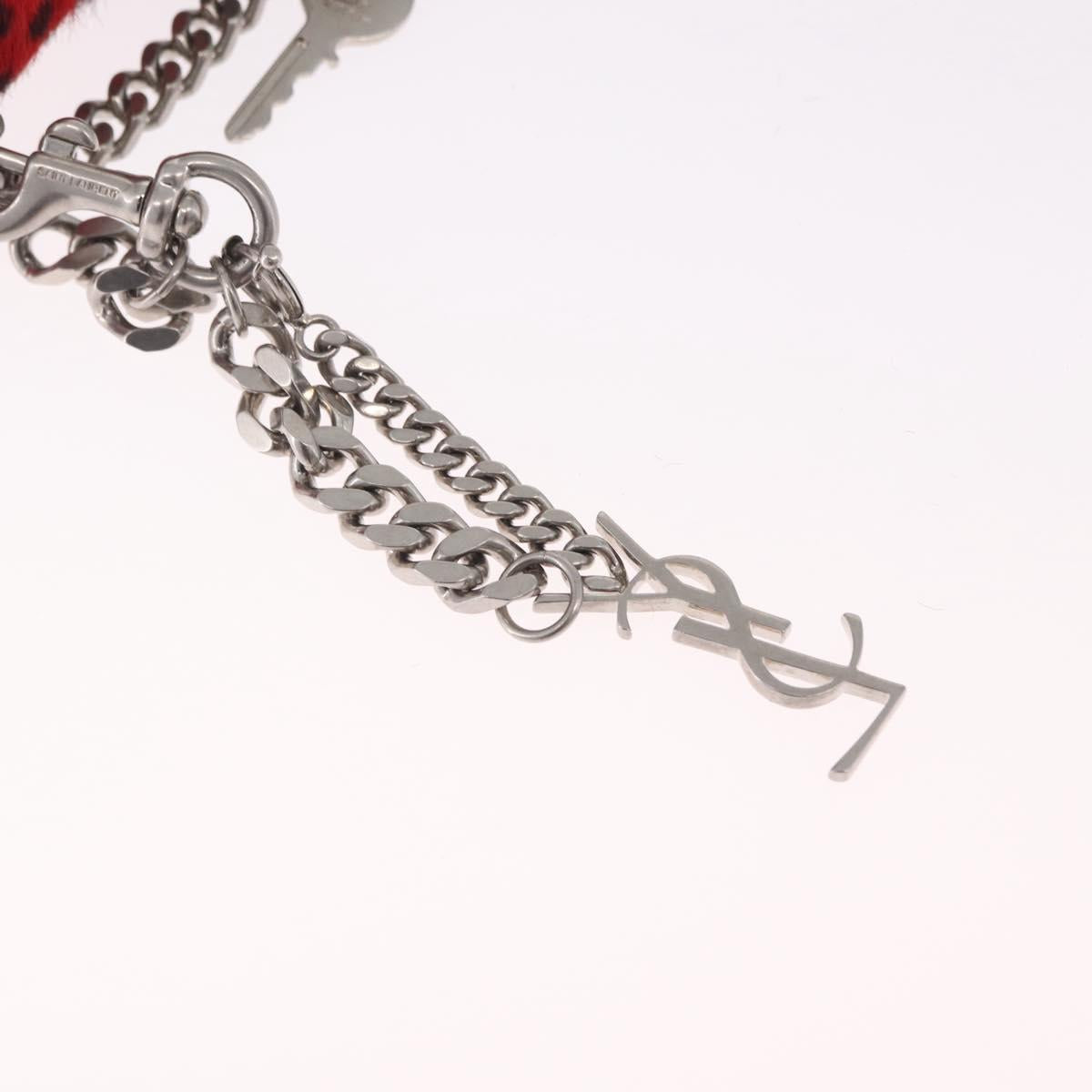 Saint Laurent Chain Shoulder Bag Harako leather Red Silver Auth 211769A