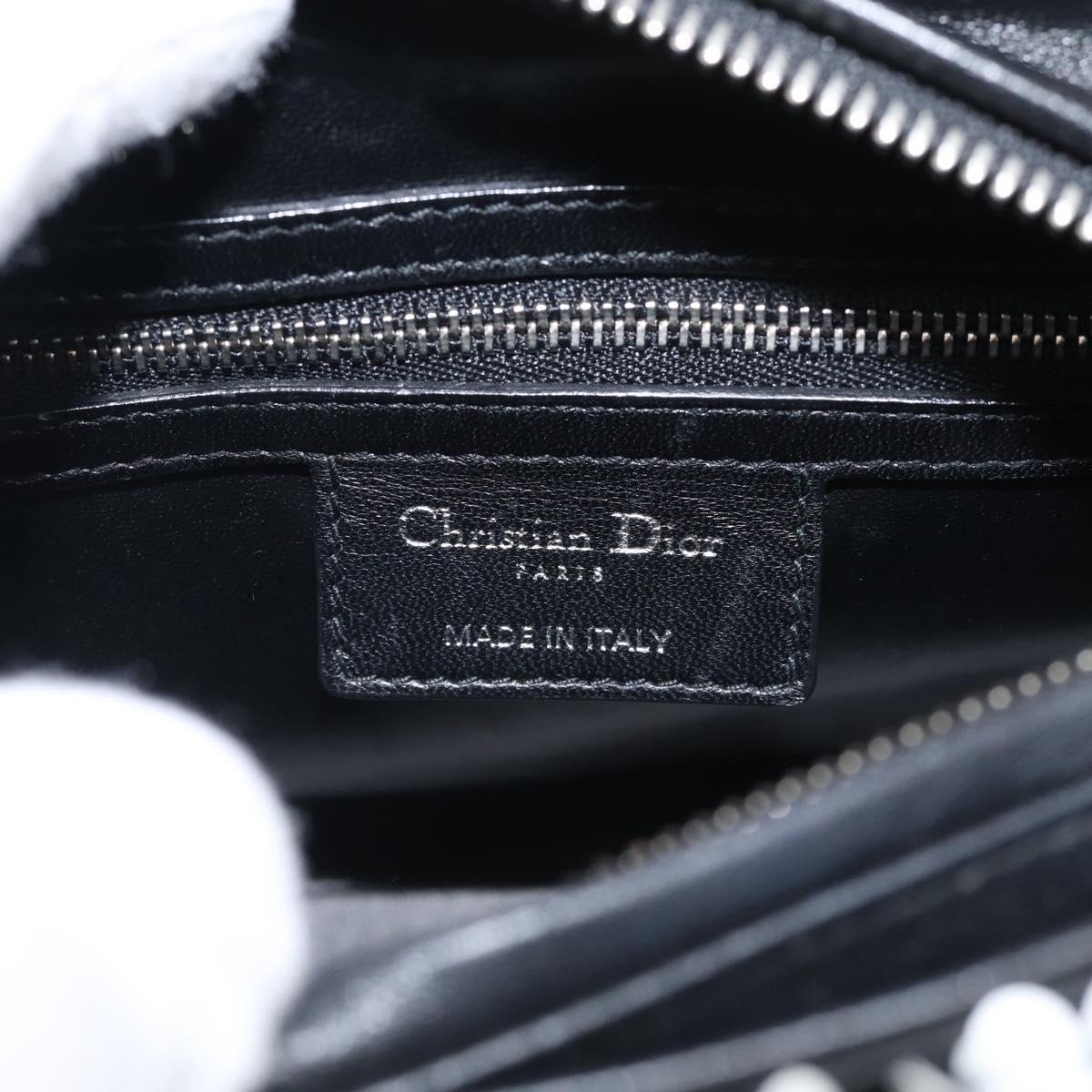 Christian Dior Lady Dior Canage Hand Bag Sequin 2way Black Silver Auth 211770SAM