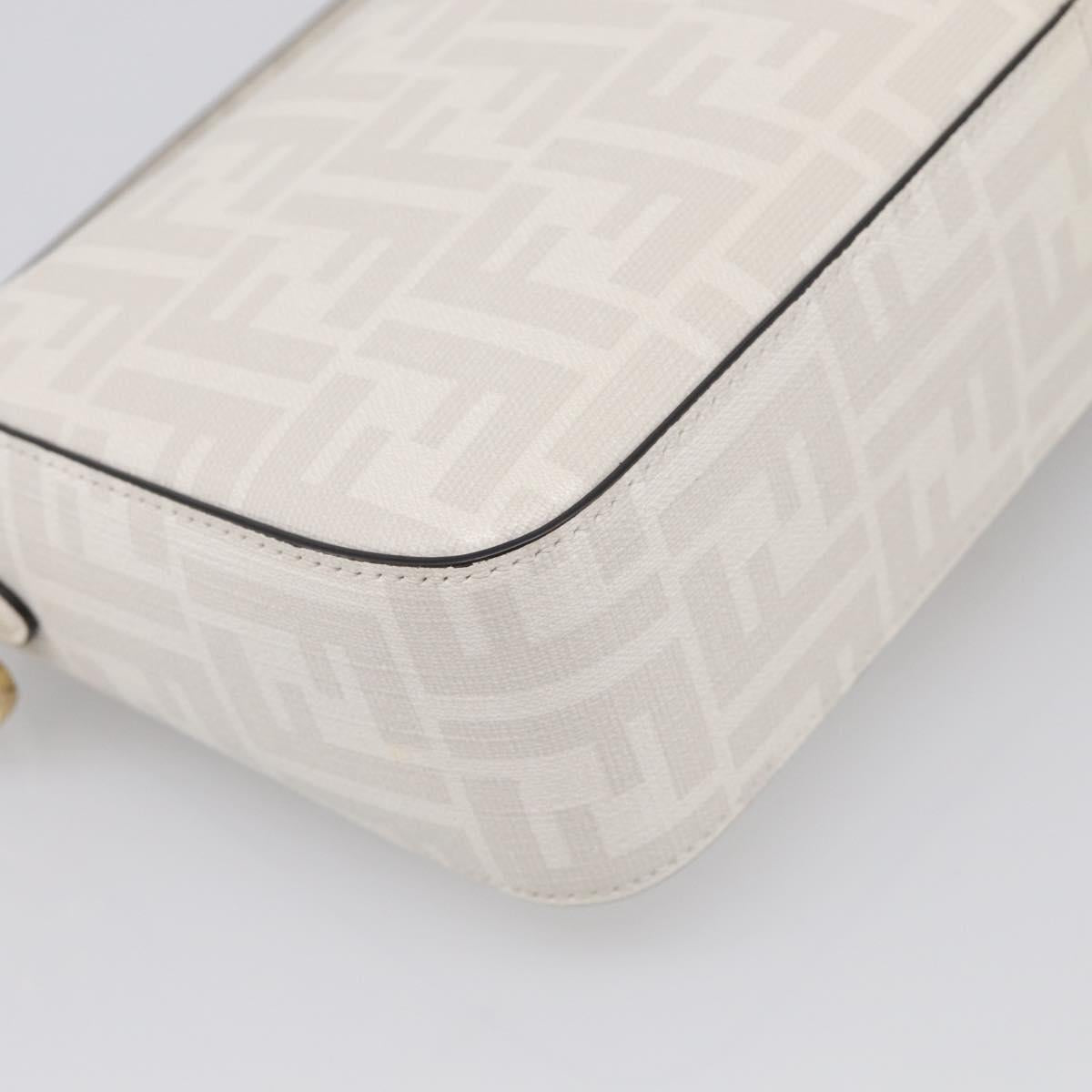 FENDI Zucca Canvas Mamma Baguette Bag PVC 2way White Gold 8BR600 Auth 211779SAM