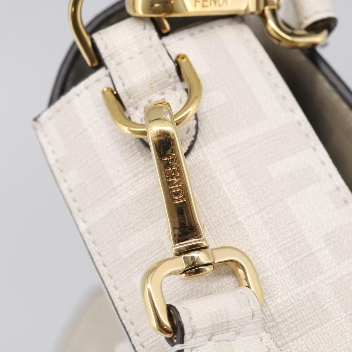 FENDI Zucca Canvas Mamma Baguette Bag PVC 2way White Gold 8BR600 Auth 211779SAM