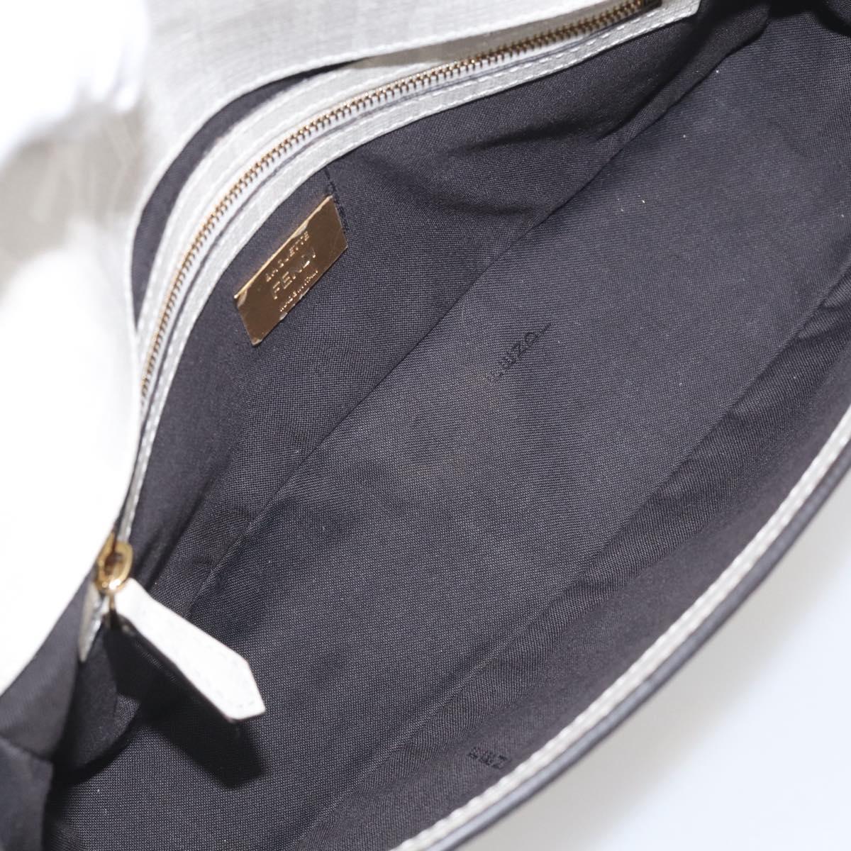 FENDI Zucca Canvas Mamma Baguette Bag PVC 2way White Gold 8BR600 Auth 211779SAM