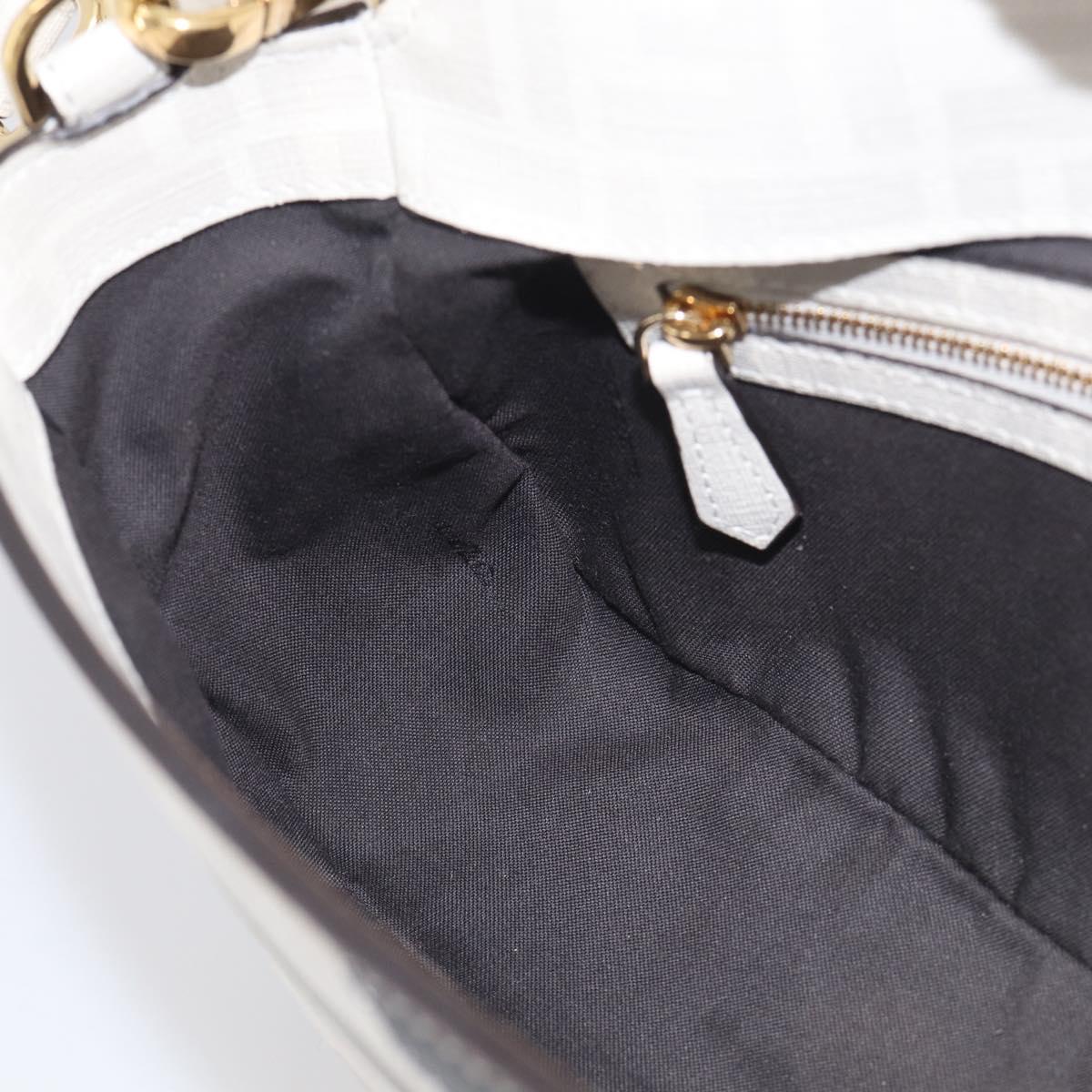 FENDI Zucca Canvas Mamma Baguette Bag PVC 2way White Gold 8BR600 Auth 211779SAM