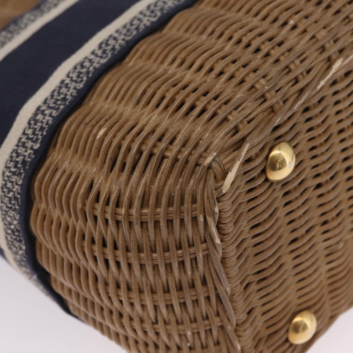 Christian Dior Book Tote Hand Bag Rattan 2way Beige Gold Auth 211782M