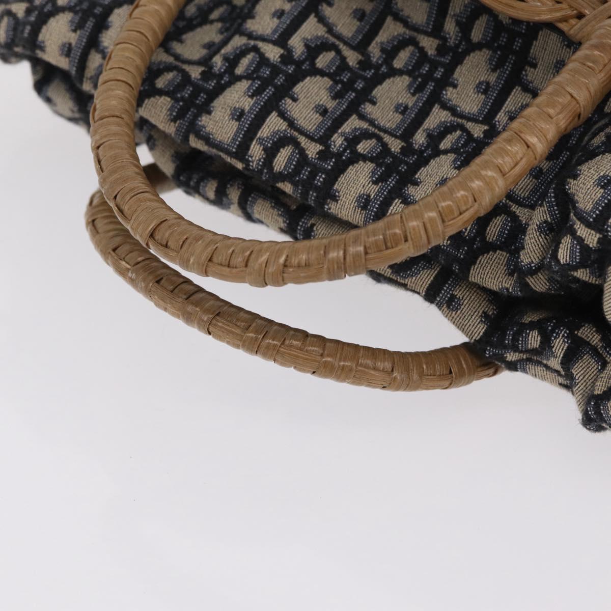 Christian Dior Book Tote Hand Bag Rattan 2way Beige Gold Auth 211782M