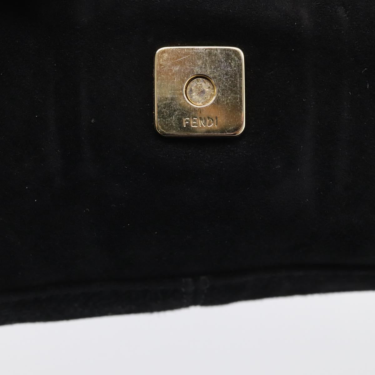 FENDI Mamma Baguette Shoulder Bag Suede Black Gold Auth 211783V