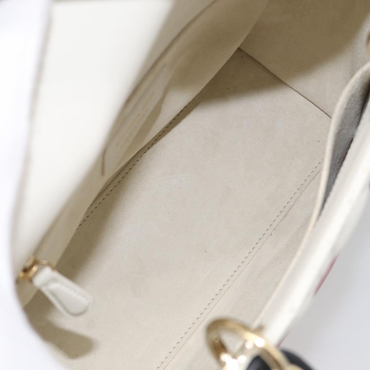 Christian Dior Lady Dior Canage Bag Lamb Skin 2way White Gold Auth 211787SAM