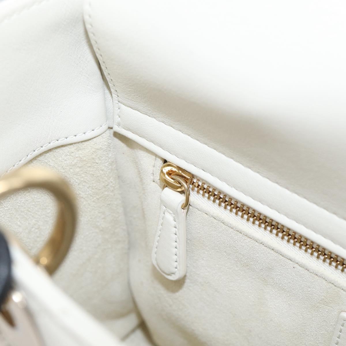 Christian Dior Lady Dior Canage Bag Lamb Skin 2way White Gold Auth 211787SAM