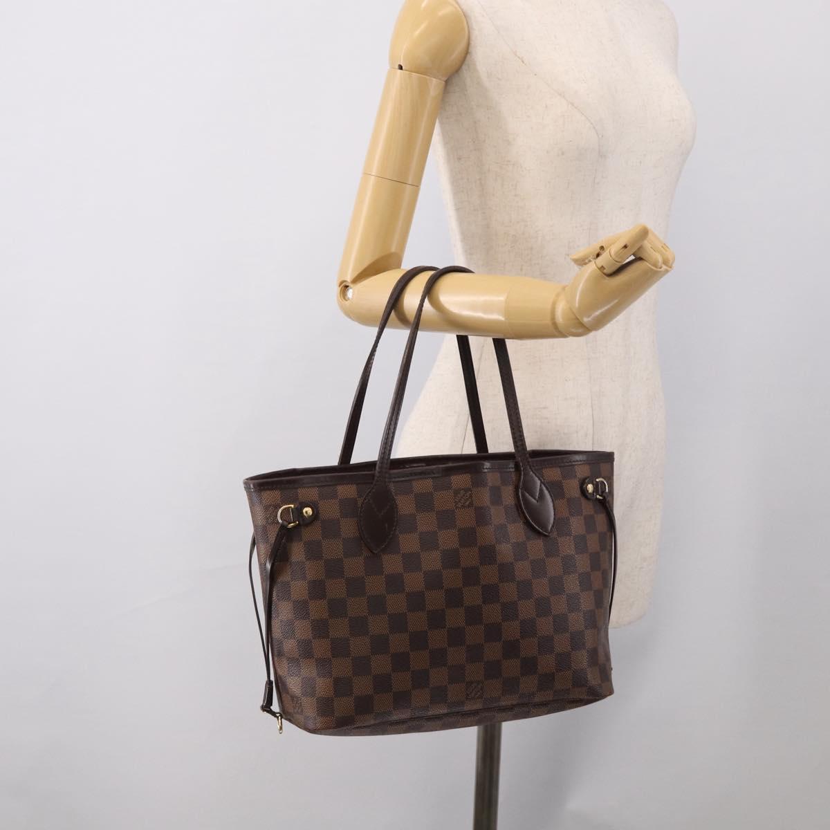 LOUIS VUITTON Damier Ebene Neverfull PM Tote Bag N51109 LV Auth 211804V