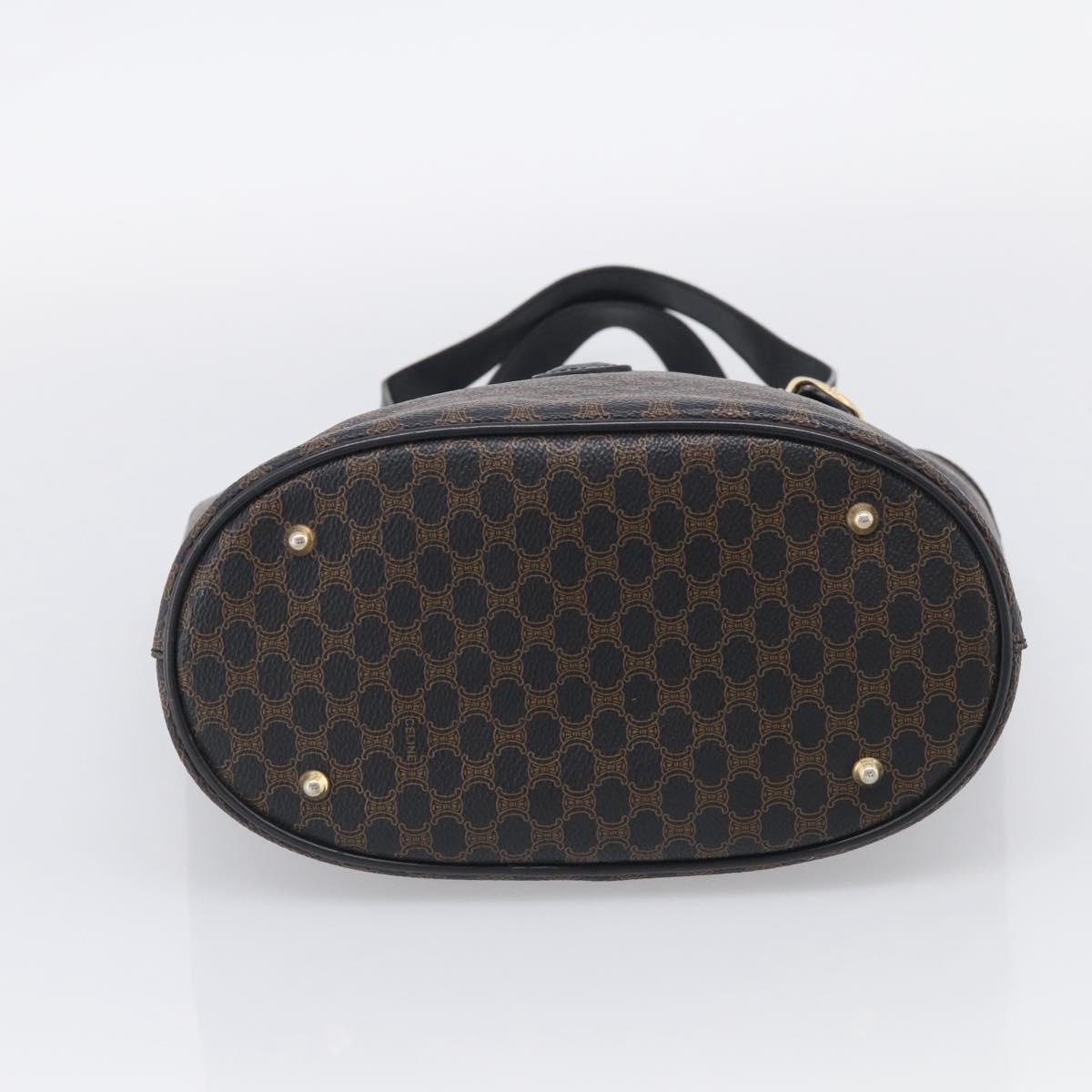 CELINE Macadam Canvas Tote Bag PVC Leather Black Gold Auth 211806A