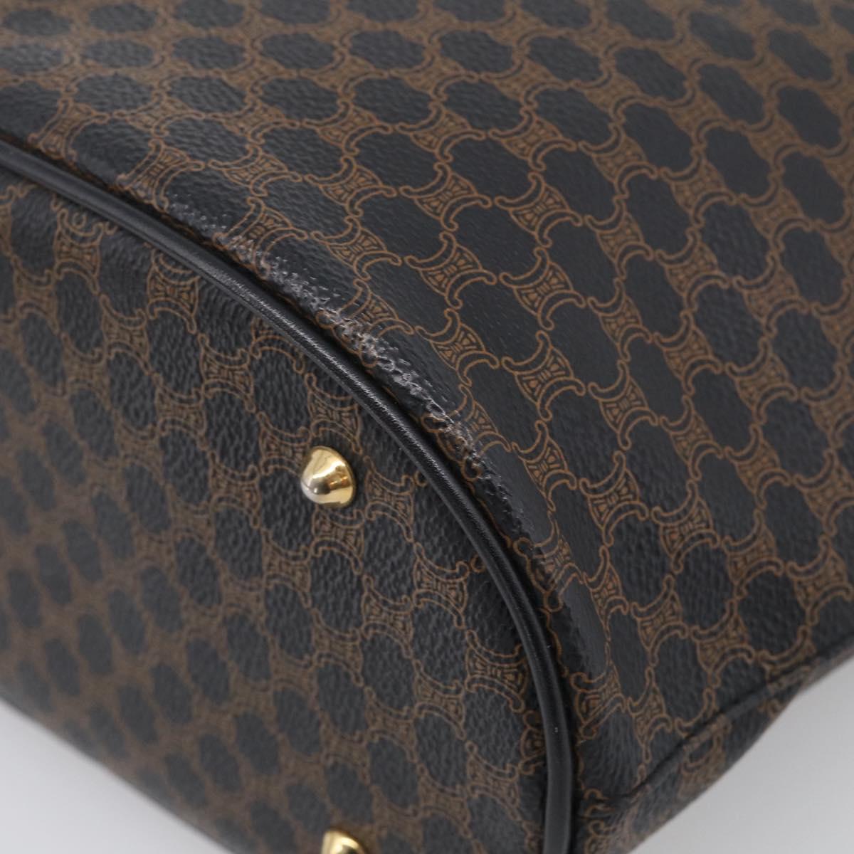CELINE Macadam Canvas Tote Bag PVC Leather Black Gold Auth 211806A